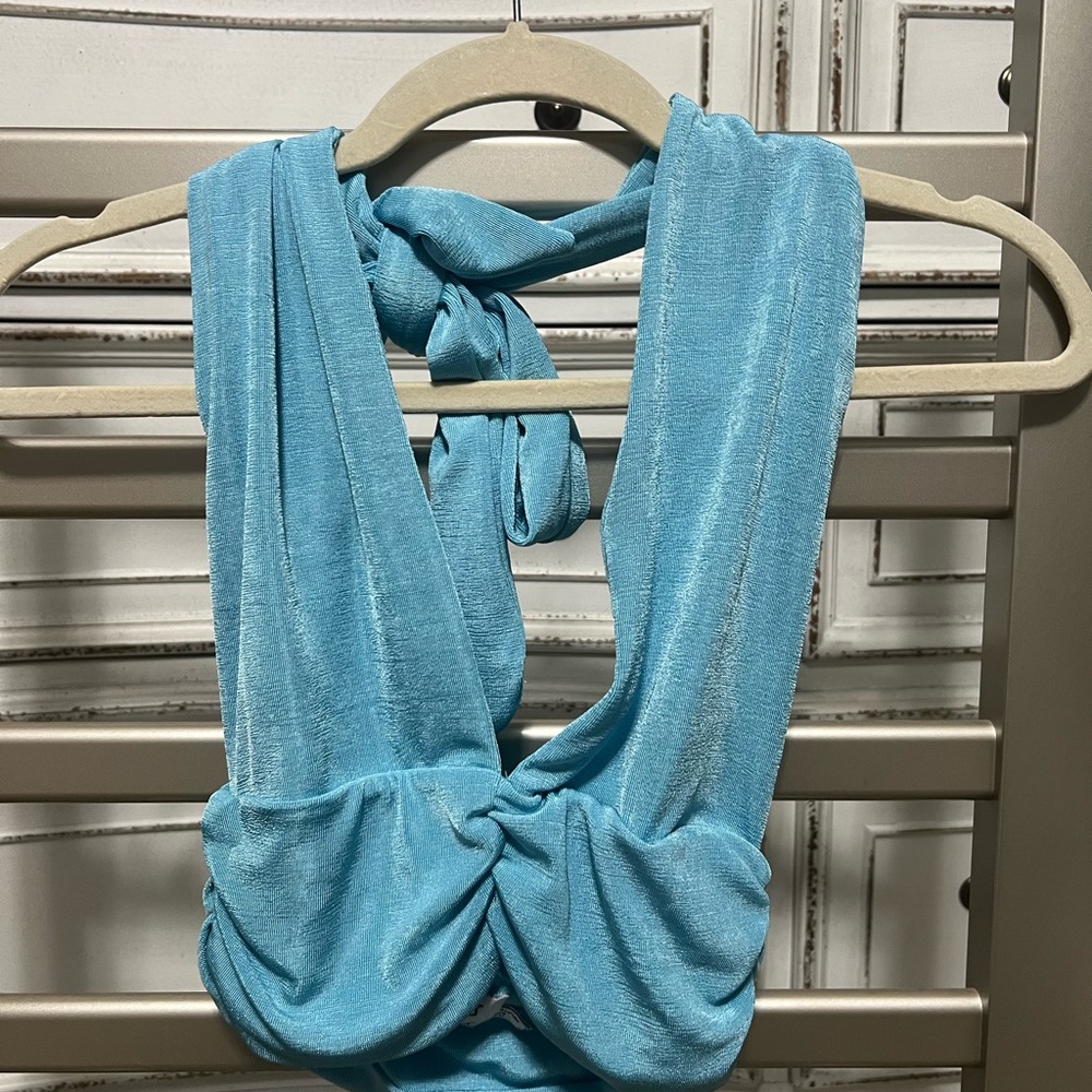 Blue Halter Neck Women's Top